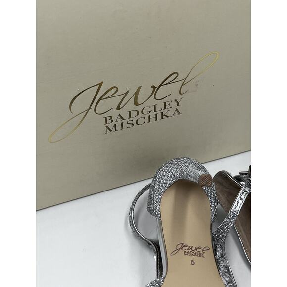 Badgley Mischka Jewel Womens Silver Rhinestone Umay Pointed Toe Stiletto Sz 6 - Picture 15 of 16